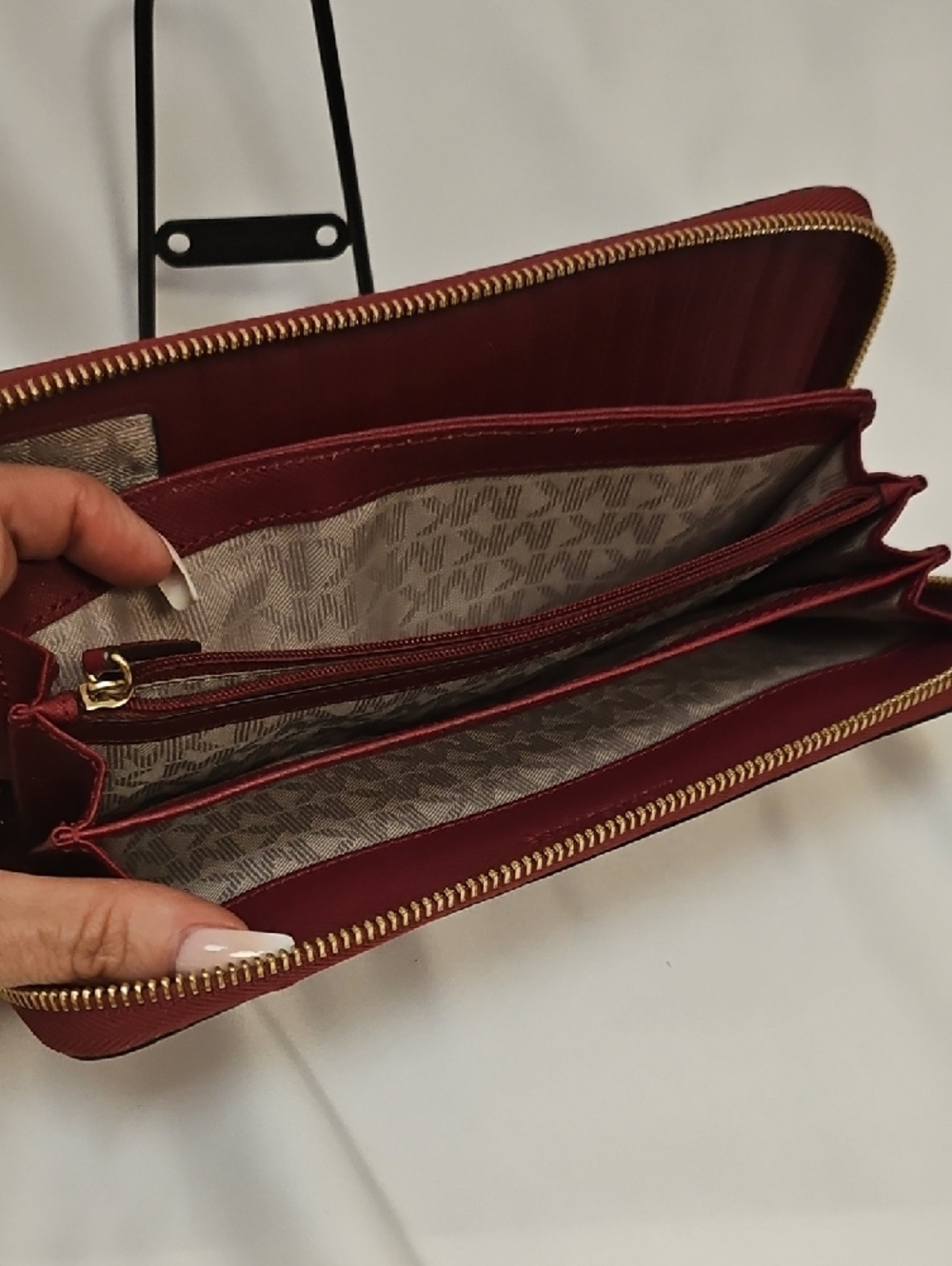 Michael Kors Burgundy Zip Wallet with Gold Logo - Picture 8 of 11